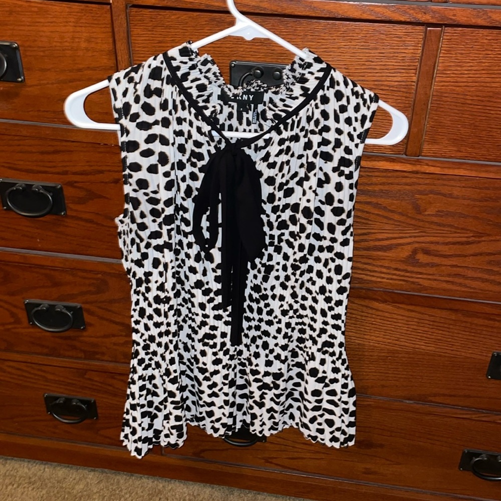 Animal Print Tie-Neck Blouse